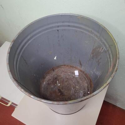 VINTAGE US GALVANIZED GOVERNMENTAL TRASH CAN