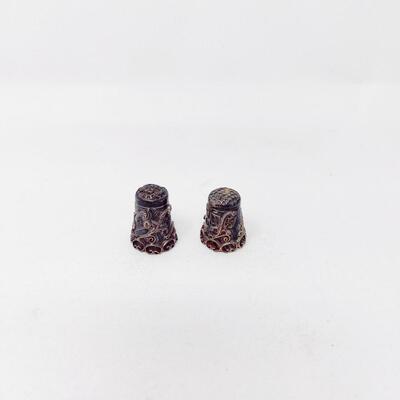PAIR OF STERLING MEXICO THIMBLES