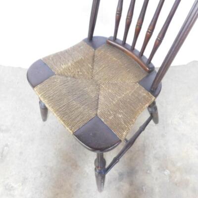 Flawless Vintage Hitchcock Bent Wood Back Chair with Rush Weave Seat