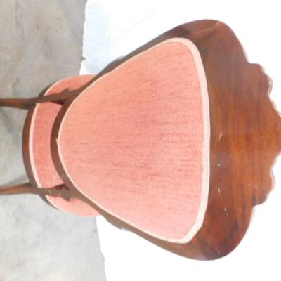 Vintage Button Back Wood Frame Parlor Chair