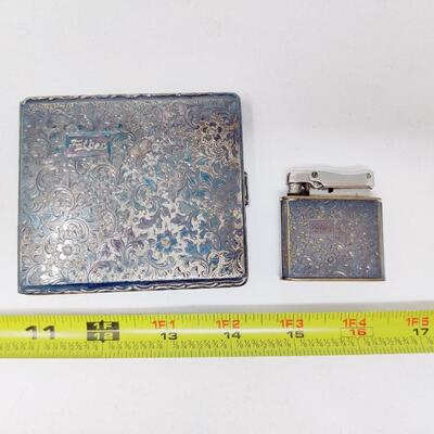 VINTAGE GERMAN FATHER INSCRIBED IBELO MONOPOL LIGHTER AND HOKA CIGARETTE CASE SET