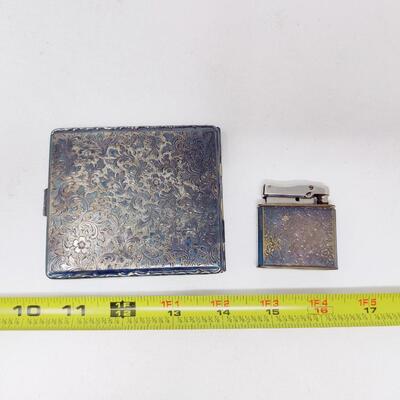 VINTAGE GERMAN FATHER INSCRIBED IBELO MONOPOL LIGHTER AND HOKA CIGARETTE CASE SET