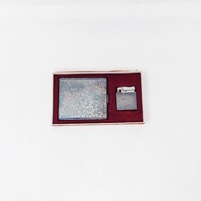 VINTAGE GERMAN FATHER INSCRIBED IBELO MONOPOL LIGHTER AND HOKA CIGARETTE CASE SET