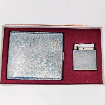 VINTAGE GERMAN FATHER INSCRIBED IBELO MONOPOL LIGHTER AND HOKA CIGARETTE CASE SET