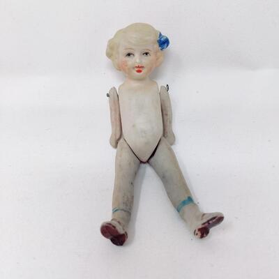 VINTAGE PORCELAIN BISQUE DOLL W/ WIRED JOINTS MADE IN JAPAN