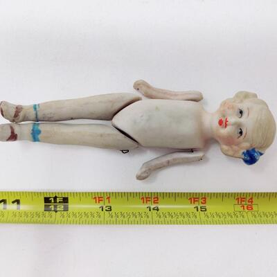 VINTAGE PORCELAIN BISQUE DOLL W/ WIRED JOINTS MADE IN JAPAN