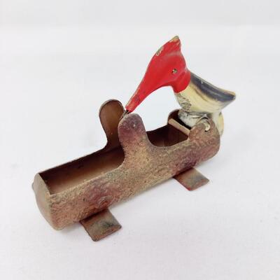 VINTAGE CAST IRON WOODPECKER TOOTHPICK DISPENSER