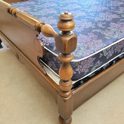 BEAUTIFUL ANTIQUE BEDFRAME W/ SPECIALTY SIZE MATTRESS SET MADE IN TOPEKA