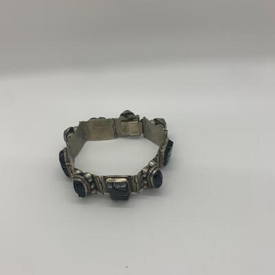 Alpaca Silver Onyx Mexican bracelet 7” length approx