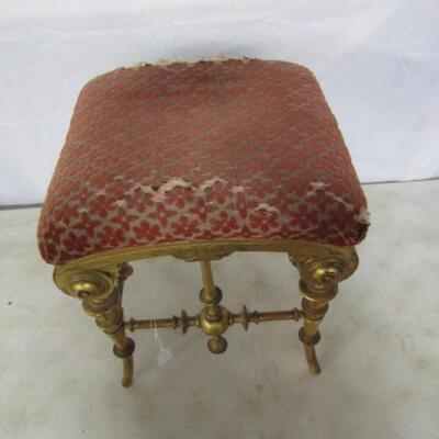 Antique Ornate Upholstered Ottoman/Small Seat