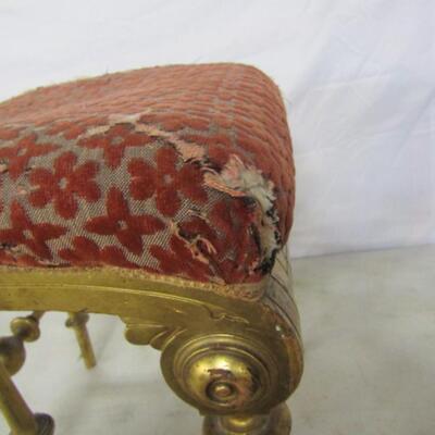 Antique Ornate Upholstered Ottoman/Small Seat