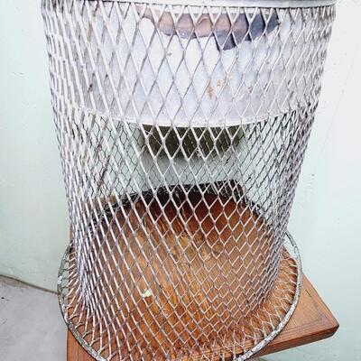 MID-CENTURY METAL MESH TRASH CAN