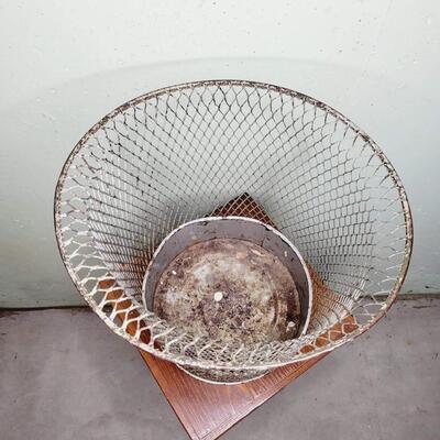 MID-CENTURY METAL MESH TRASH CAN