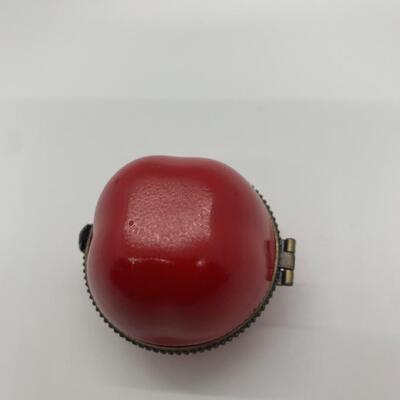 Porcelain Pill Box - Trinket Box 3â€ approx - Red Delicious Apple