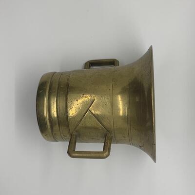 Antique Vintage Brass Mortar 5â€ high with Pestle 8â€ length