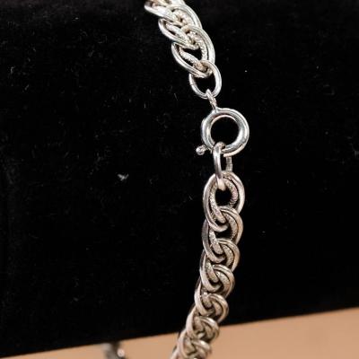 Sterling Double Circle Chain Link Bracelet
