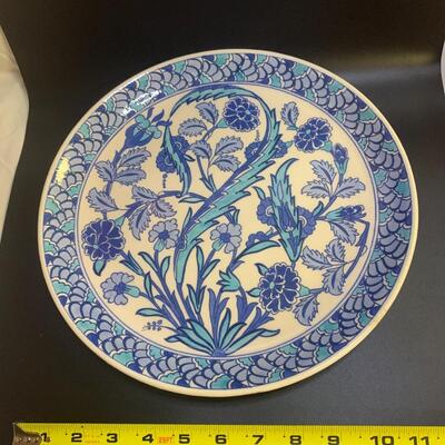 ALTIN GINI Handmade Turkish Pottery Signed Wall Plate 11â€ approx