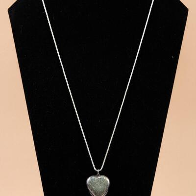 Sterling Rope Chain Necklace with Heart/Clover Locket