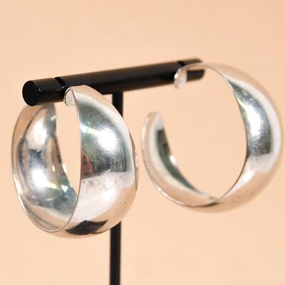 Sterling Thick Hoop Earrings