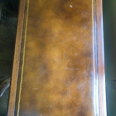8- Antique Drop Leaf Table w/leather top
