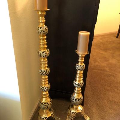 24- Two Tall Brass Candle Holders