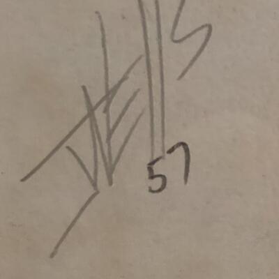 J. Wells Original Drawing dated 1957