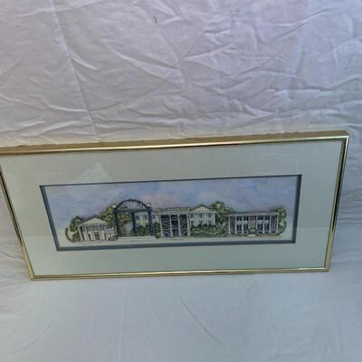 Patsy Gullett - Sculptured Watercolor -University of Georgia Golden Frame 25â€ wide x 12â€ high