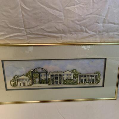 Patsy Gullett - Sculptured Watercolor -University of Georgia Golden Frame 25â€ wide x 12â€ high