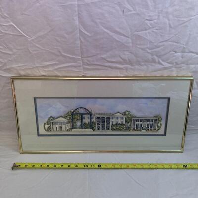 Patsy Gullett - Sculptured Watercolor -University of Georgia Golden Frame 25â€ wide x 12â€ high
