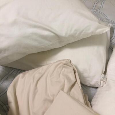 60- Queen mattress pad, sheet set & 2 pillows