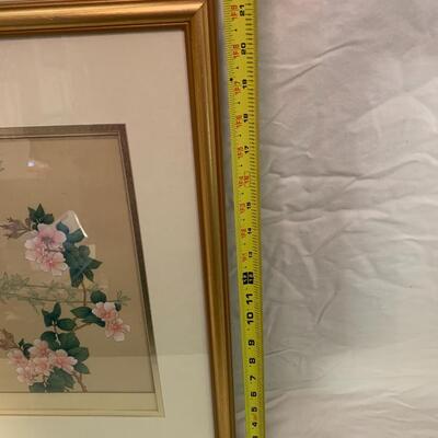 Asian Garden Art with Golden Frame 17â€ wide x 21.5â€ high approx