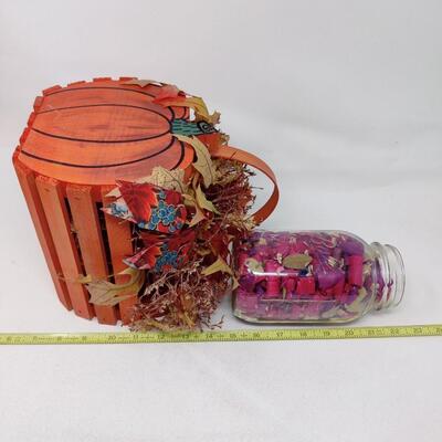 POP OF COLOR PUMPKIN BASKET AND POTPOURRI JAR BUNDLE
