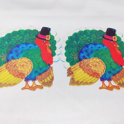 VINTAGE THANKSGIVING TURKEY DIE CUT PAPERBOARD 5PCS