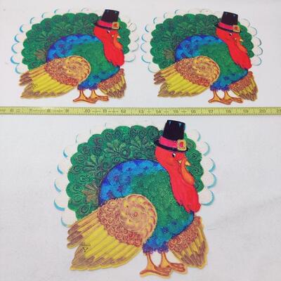 VINTAGE THANKSGIVING TURKEY DIE CUT PAPERBOARD 5PCS