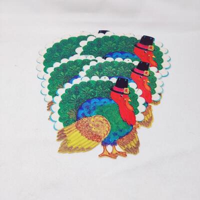 VINTAGE THANKSGIVING TURKEY DIE CUT PAPERBOARD 5PCS