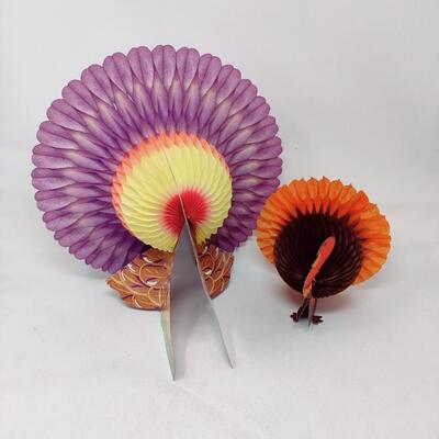 FABULOUS VINTAGE THANKSGIVING TURKEY HONEYCOMB POP-UP CENTERPIECES