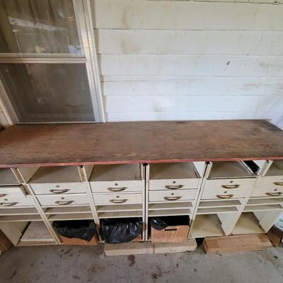 ANTIQUE METAL CABINET WITH DRAWERS & MORE