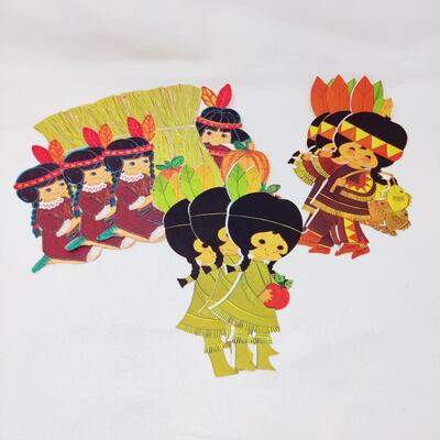 VINTAGE NATIVE AMERICAN FALL DIE CUT PAPERBOARD LOT