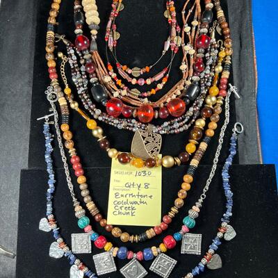 Eight chuncky bead necklaces earth colors