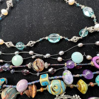 Colorful beaded necklaces