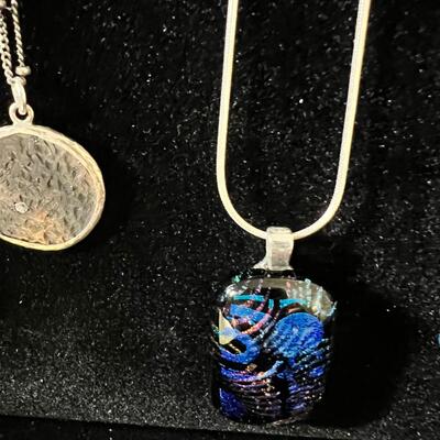 Silver Pendants with Stones, Dicrohic glass, art beads, Silver pendants