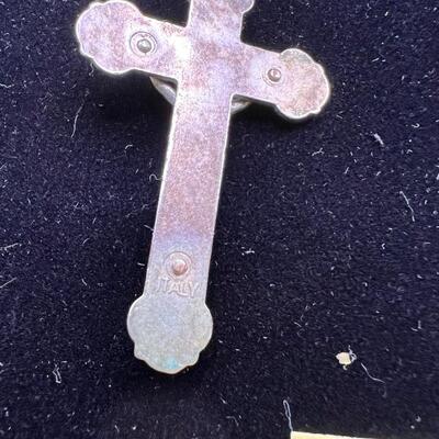 14K GF metal with pearl bracelet, Italian Cross, relic