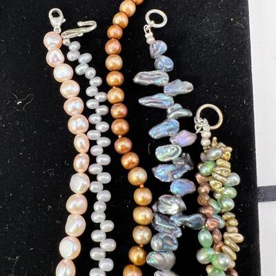 Colored Freshwater peals, colored twist necklace