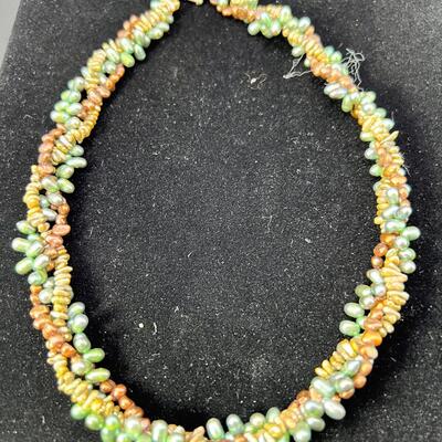 Colored Freshwater peals, colored twist necklace