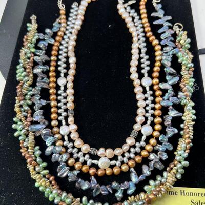 Colored Freshwater peals, colored twist necklace