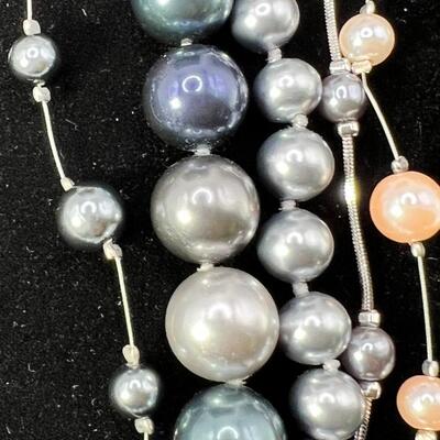 faux Biwa pearls , Marqisite feature, beads and silver