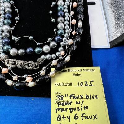 faux Biwa pearls , Marqisite feature, beads and silver