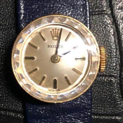 Vintage Rolex 14K Swiss Women's 1960's Cocktail Watch With Marked Leather Band. Preowned.