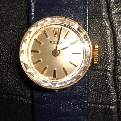 Vintage Rolex 14K Swiss Women's 1960's Cocktail Watch With Marked Leather Band. Preowned.