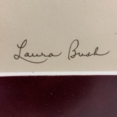 Signed Bush White House Christmas Holiday Card 10.5â€ wide x 20â€ high approx Framed - Signed George W. Bush & Laura Bush